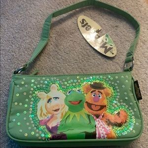Muppets Green Purse w/ Miss Piggy, Kermit, Fozzie